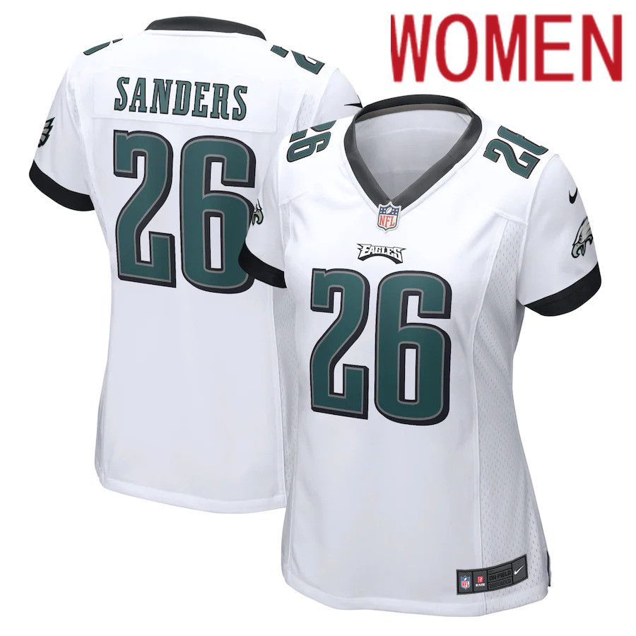 Women Philadelphia Eagles #26 Miles Sanders Nike White Game NFL Jersey